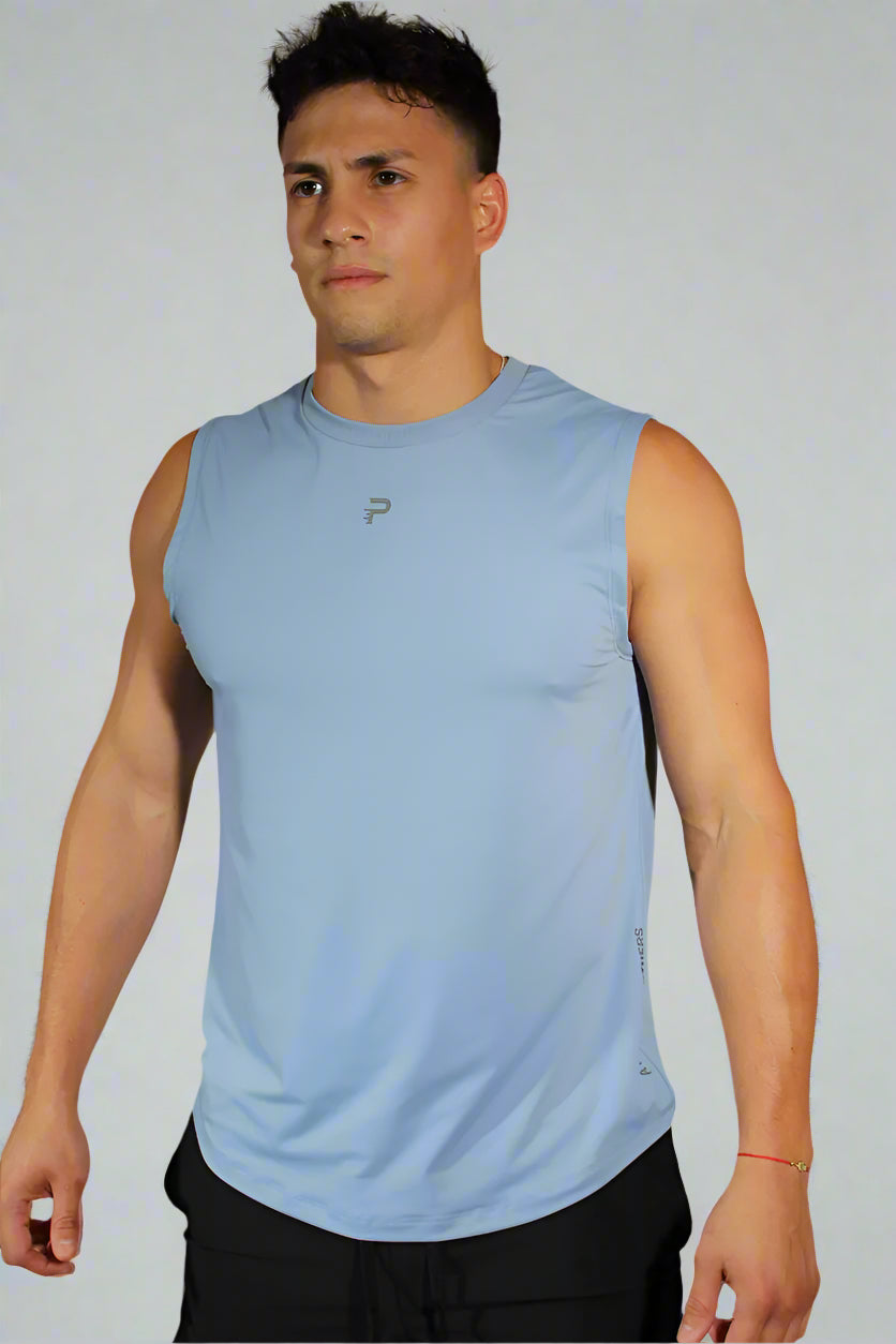 "AeroFlow" Hemmed Tank - Coastal Blue
