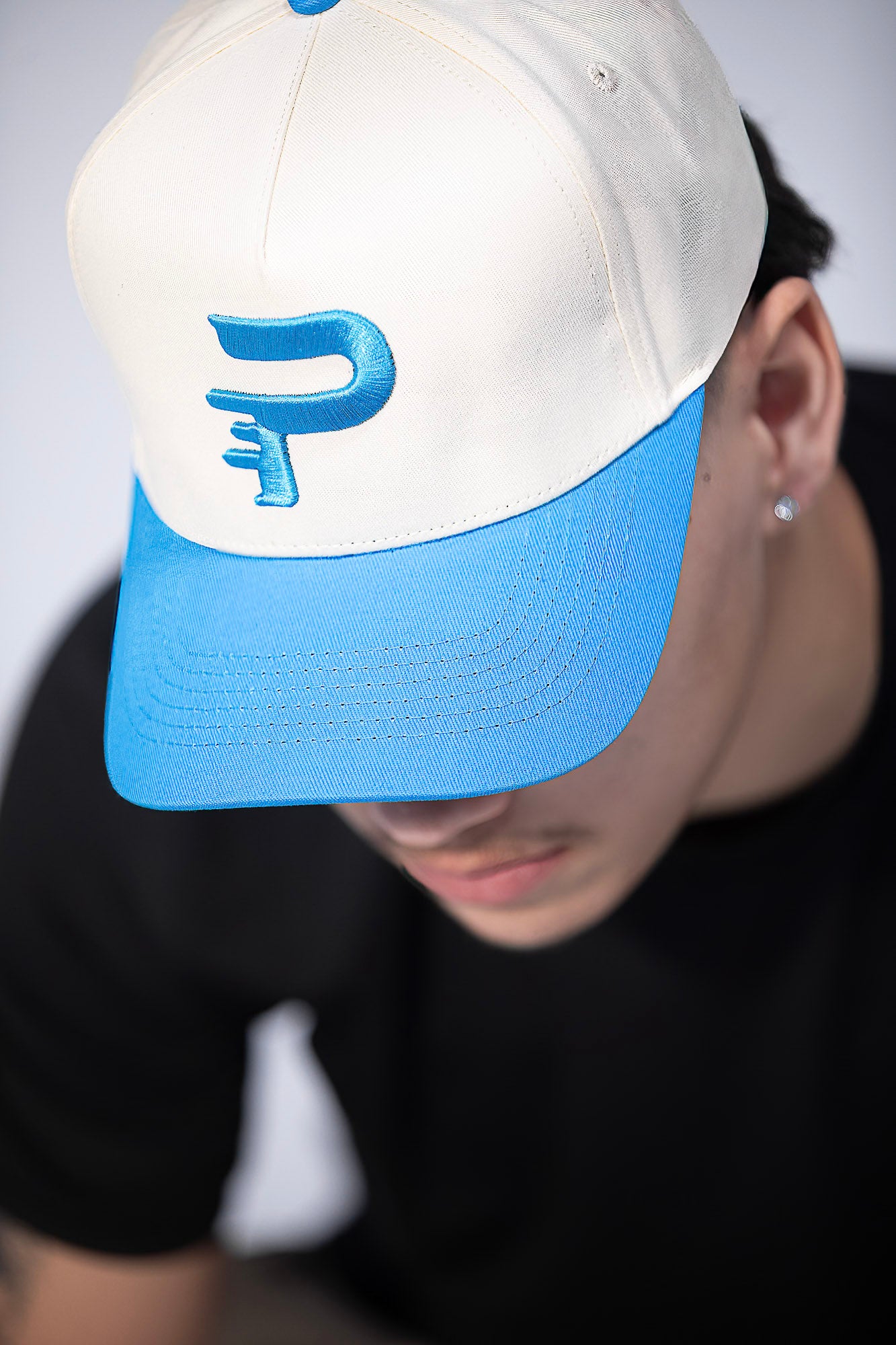 Logo Snapback Hat - Cream/Blue