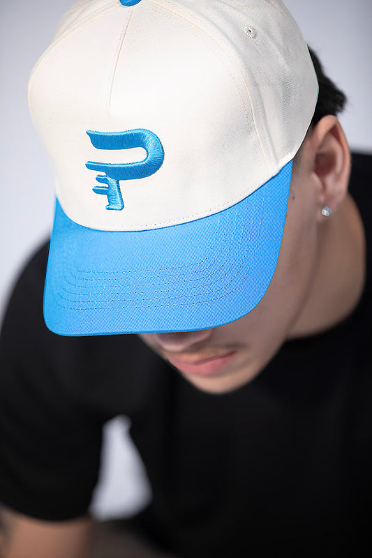 Logo Snapback Hat - Cream/Blue