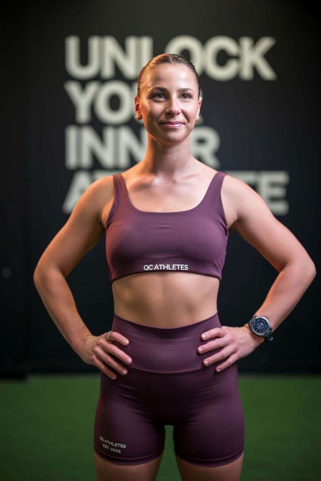 PAC x QC Athletes Hybrid Sports Bra - Plum